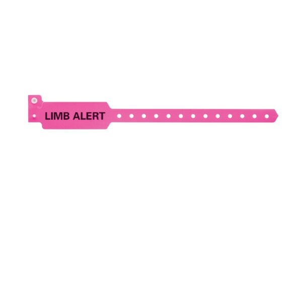 Wristband - Poly - Limb Alert 1-1/8" x 10-1/4" Pink w/Black